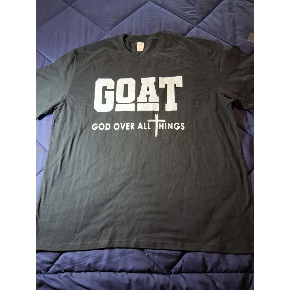 GOAT God Over All Things Christian Graphic T-Shirt Black Mens‎ 3XL Short Sleeve